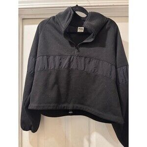 PINK Women’s cropped quarter zip black jacket L